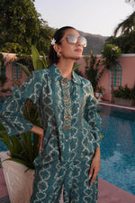 Thumbnail for BulBul Aneri Teal Chanderi Co-Ord Set