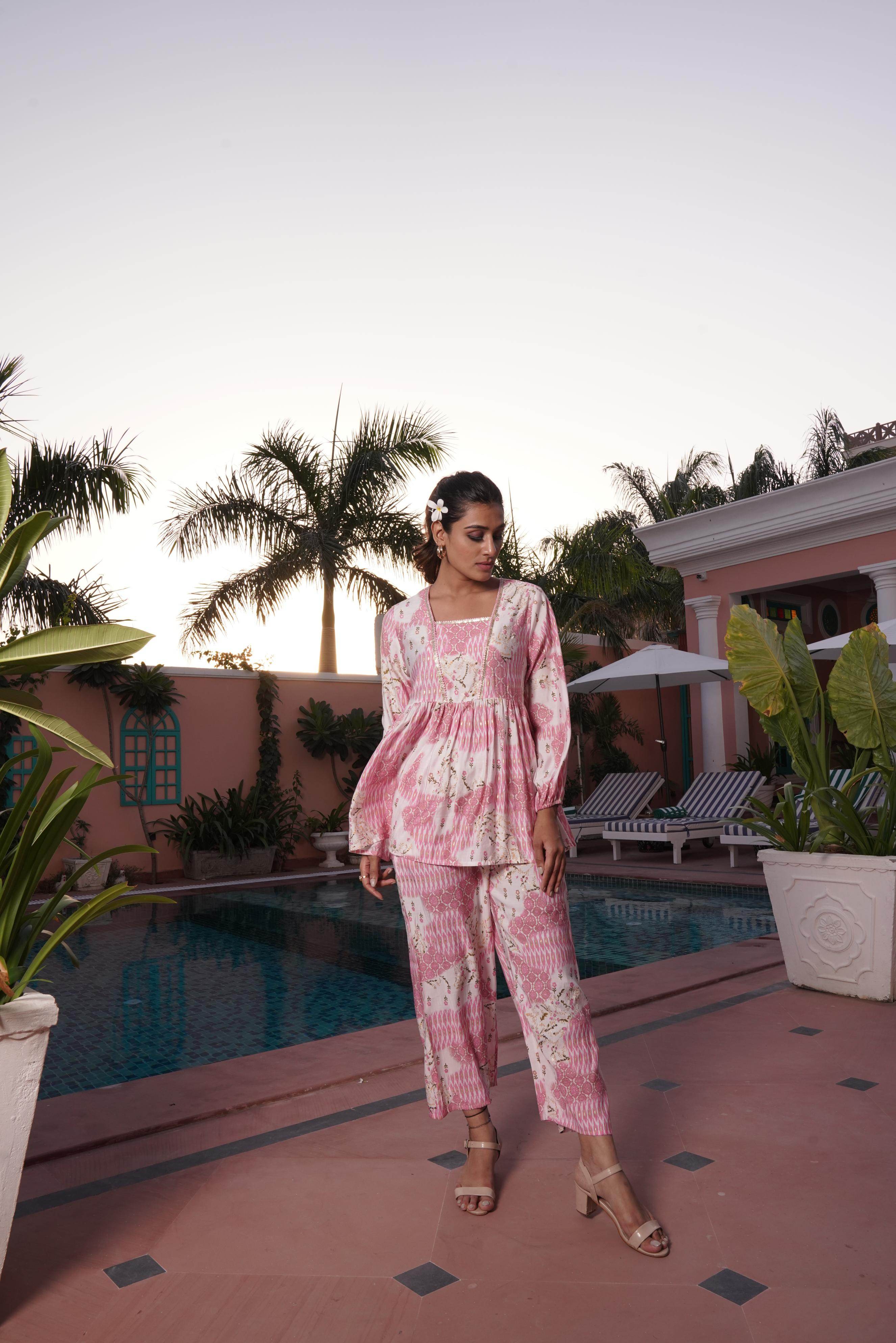 BulBul Dhriti Pink Chanderi Co-Ord Set