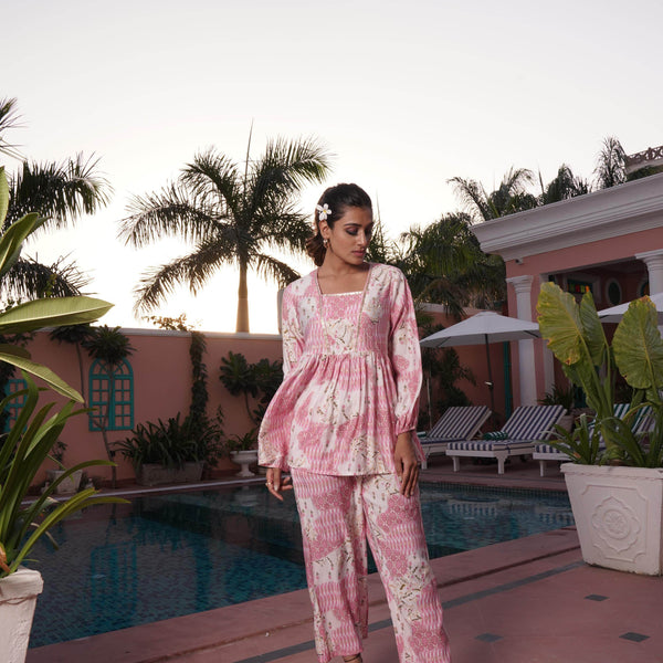 BulBul Dhriti Pink Chanderi Co-Ord Set