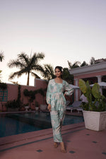 Thumbnail for BulBul Dhriti Light Teal Chanderi Co-Ord Set