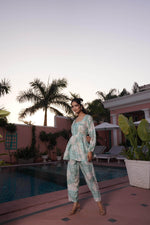 Thumbnail for BulBul Dhriti Light Teal Chanderi Co-Ord Set