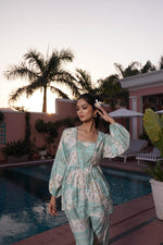 Thumbnail for BulBul Dhriti Light Teal Chanderi Co-Ord Set
