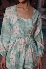 Thumbnail for BulBul Dhriti Light Teal Chanderi Co-Ord Set