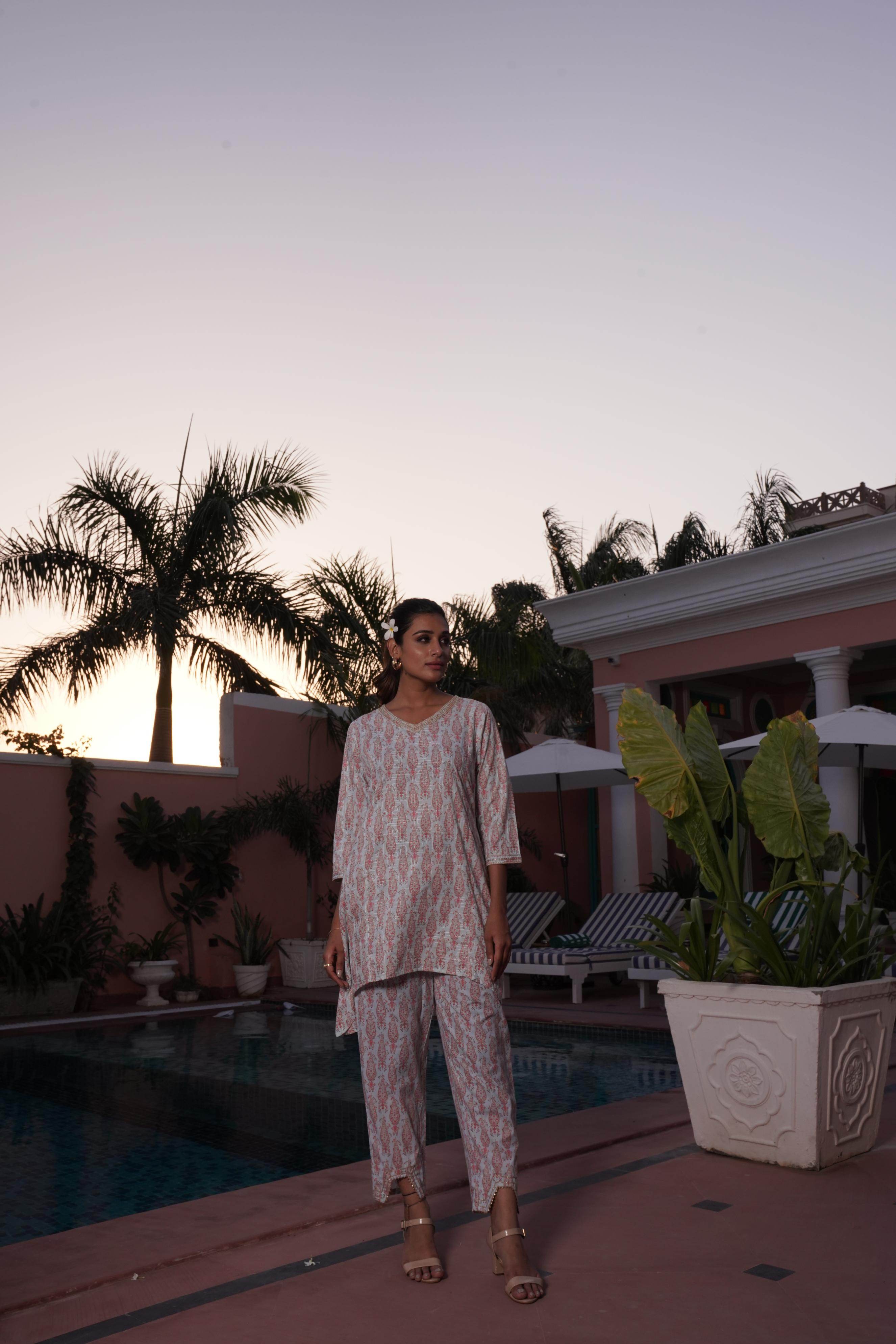 BulBul Henna Pink Cotton Co-Ord Set