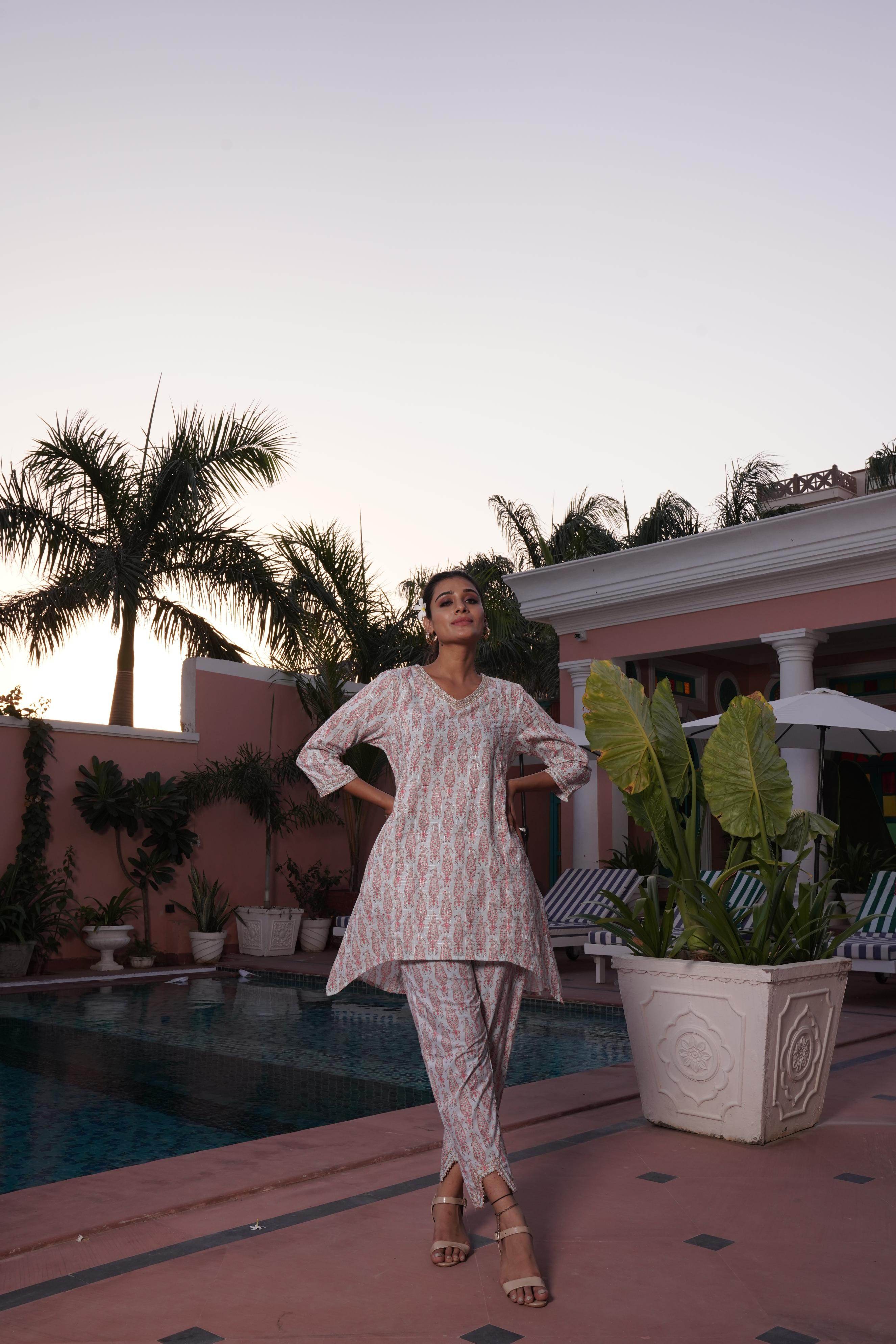 BulBul Henna Pink Cotton Co-Ord Set