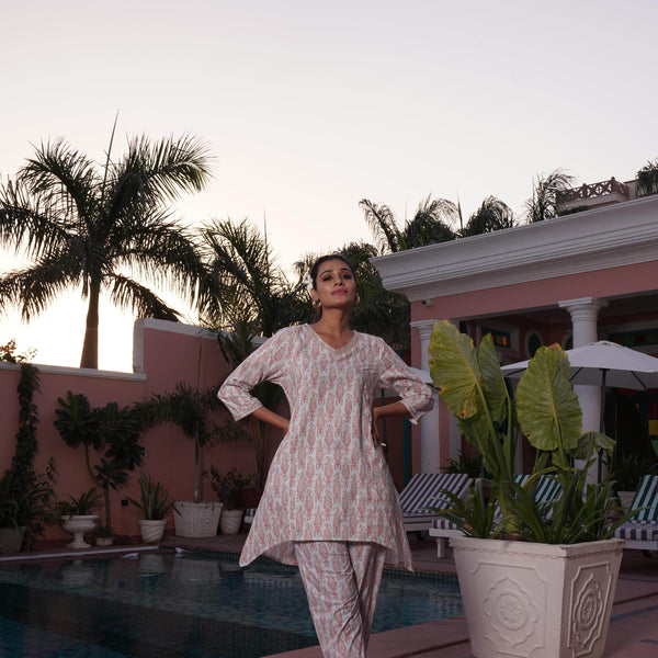 BulBul Henna Pink Cotton Co-Ord Set