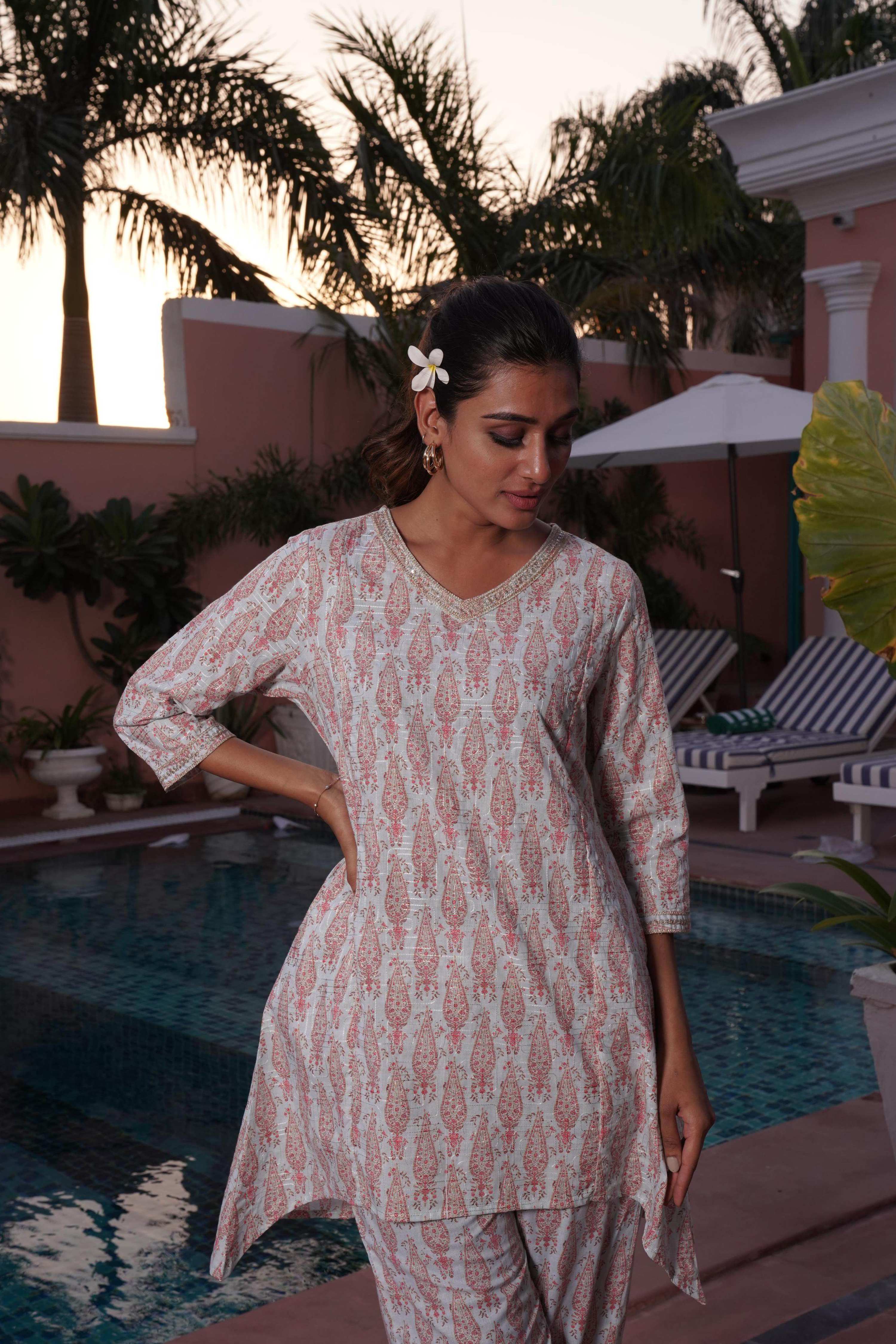 BulBul Henna Pink Cotton Co-Ord Set