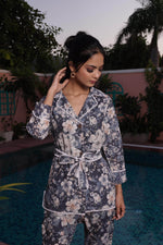 Thumbnail for BulBul Blue Cotton Long Lace Co-Ord Set