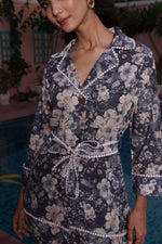 Thumbnail for BulBul Blue Cotton Long Lace Co-Ord Set