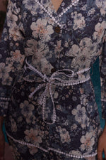 Thumbnail for BulBul Blue Cotton Long Lace Co-Ord Set