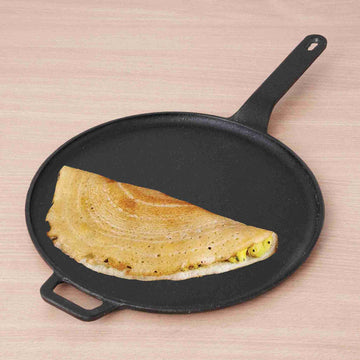 The Indus Valley CASTrong Cast Iron Tawa With Long Handle,Pre-seasoned, Nonstick, 100% Pure, Toxin-free, Induction, 28.5cm, 2.4kg - Distacart