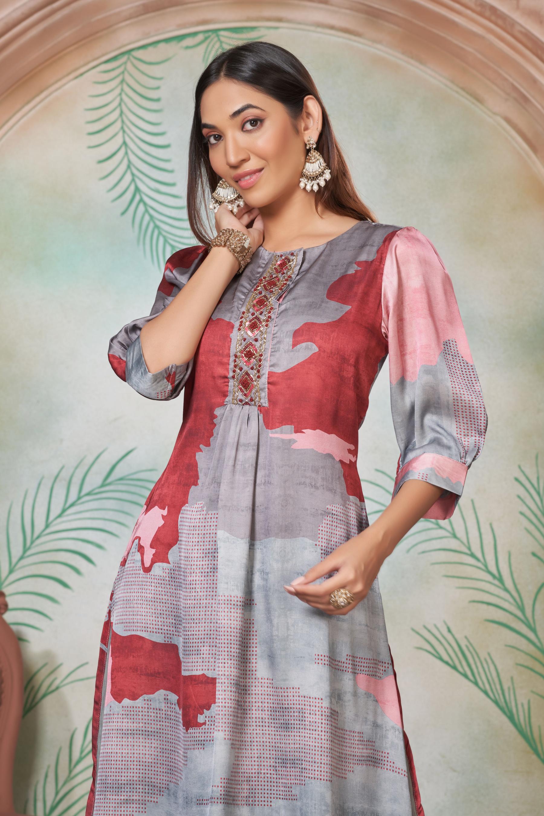 BulBul Tanya Silk Pink Kurta Set