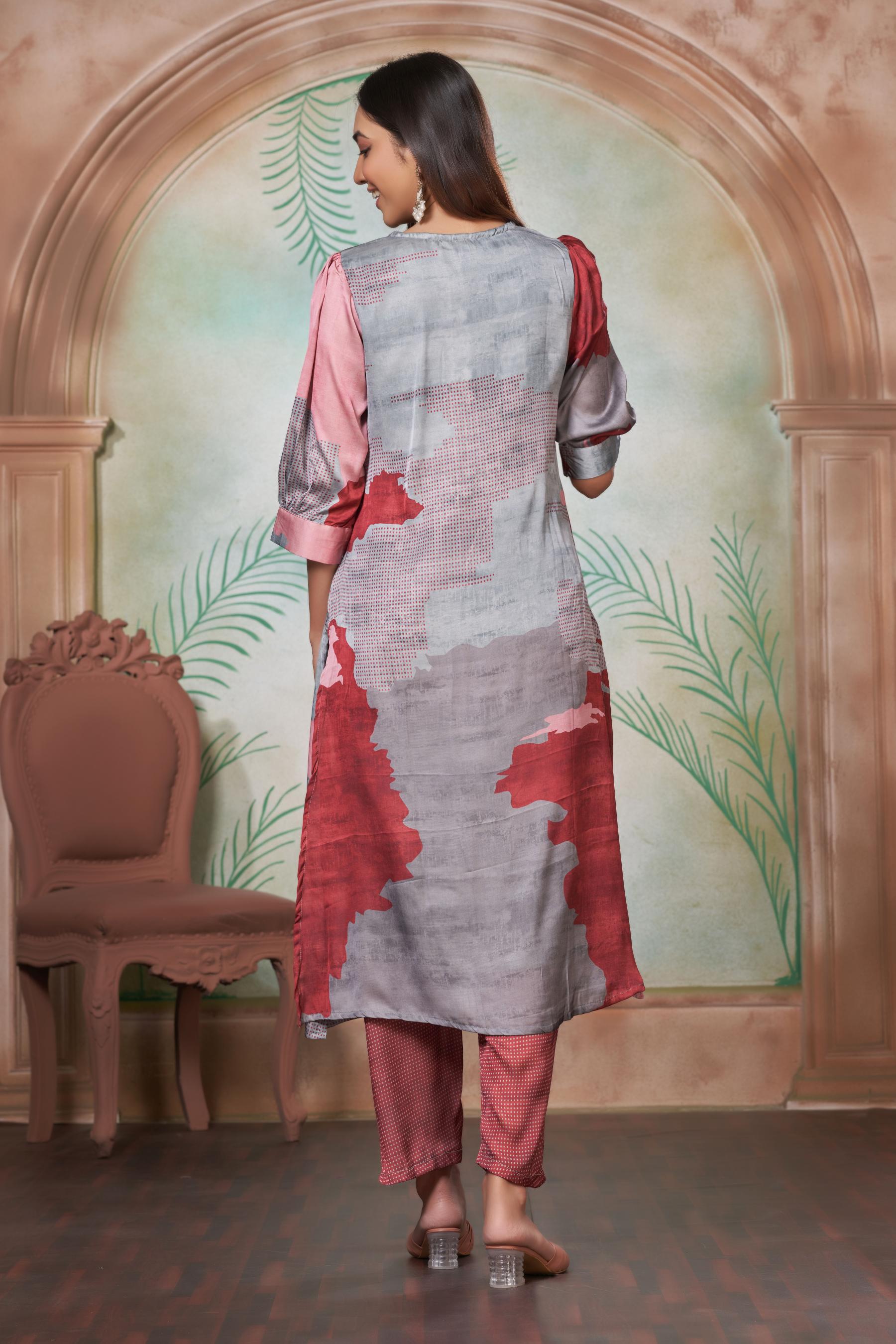 BulBul Tanya Silk Pink Kurta Set
