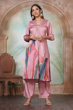 Thumbnail for BulBul Shama Peach Silk Kurta Set with Dupatta