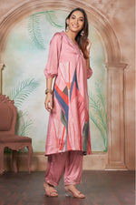 Thumbnail for BulBul Shama Peach Silk Kurta Set with Dupatta