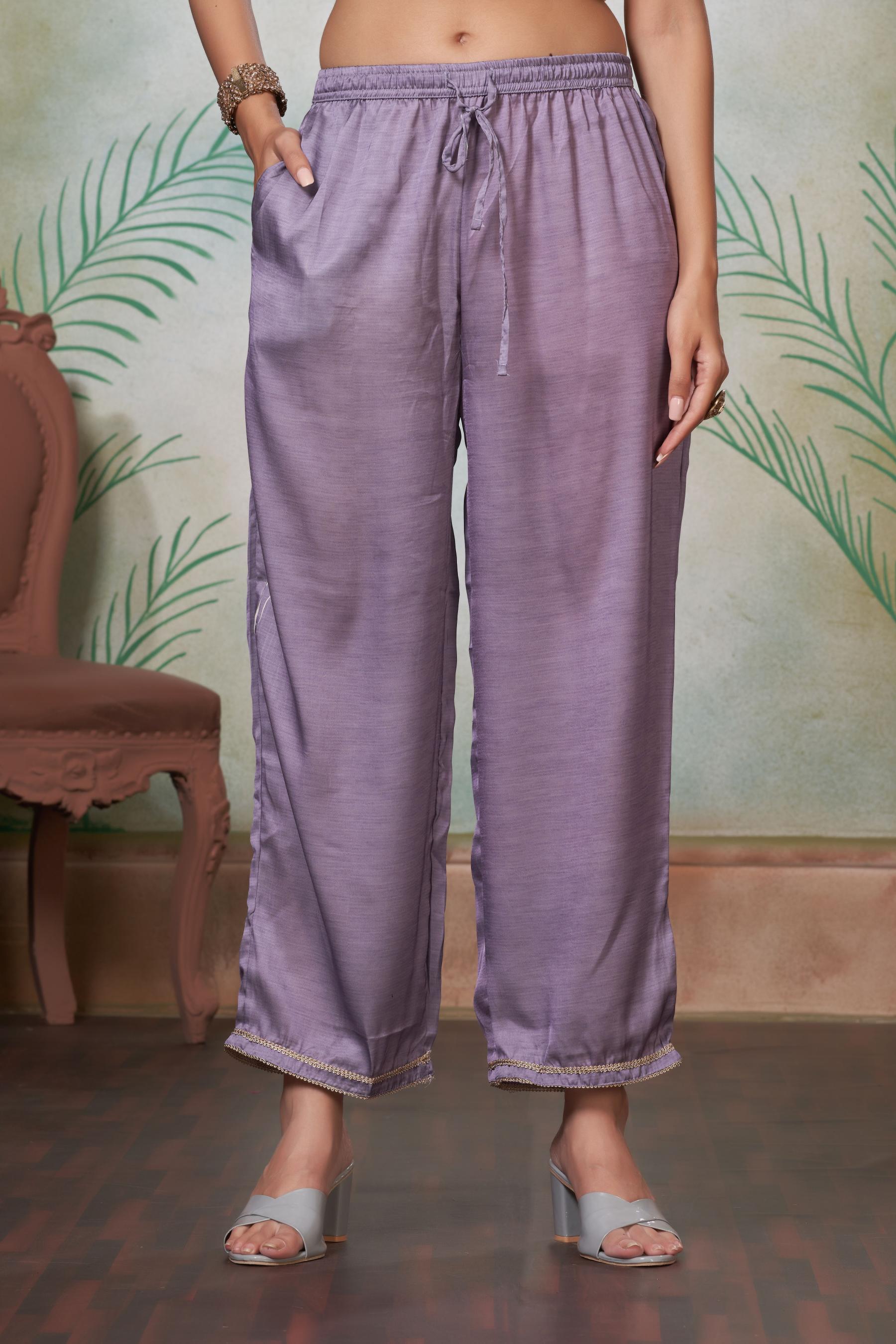 BulBul Shama Purples Silk Kurta Set with Dupatta