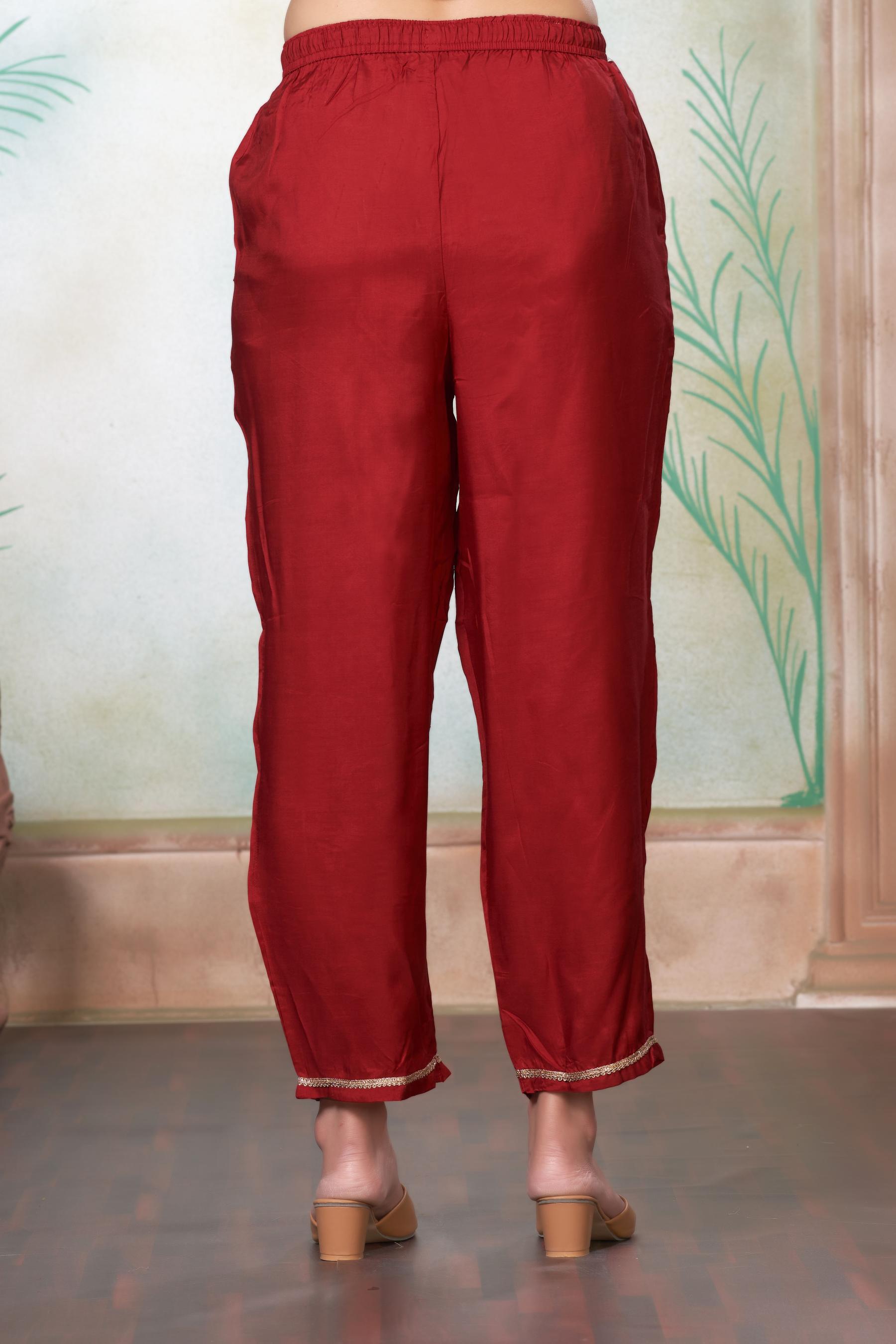 BulBul Gayatri Muslin Red Kurta Set With Dupatta