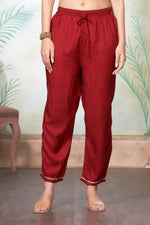 Thumbnail for BulBul Gayatri Muslin Red Kurta Set With Dupatta