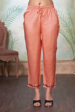 Thumbnail for BulBul Ruqaiya Peach Muslin Kurta Set With Dupatta