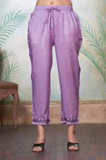 Thumbnail for BulBul Ruqaiya Muslin Purple Kurta Set With Dupatta