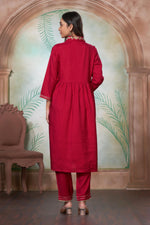 Thumbnail for BulBul Himawari Muslin Fuschia Kurta Set With Dupatta