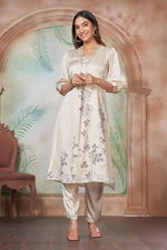 Thumbnail for BulBul Reeva Silk White Kurta Set
