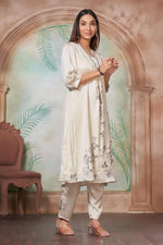 Thumbnail for BulBul Reeva Silk White Kurta Set