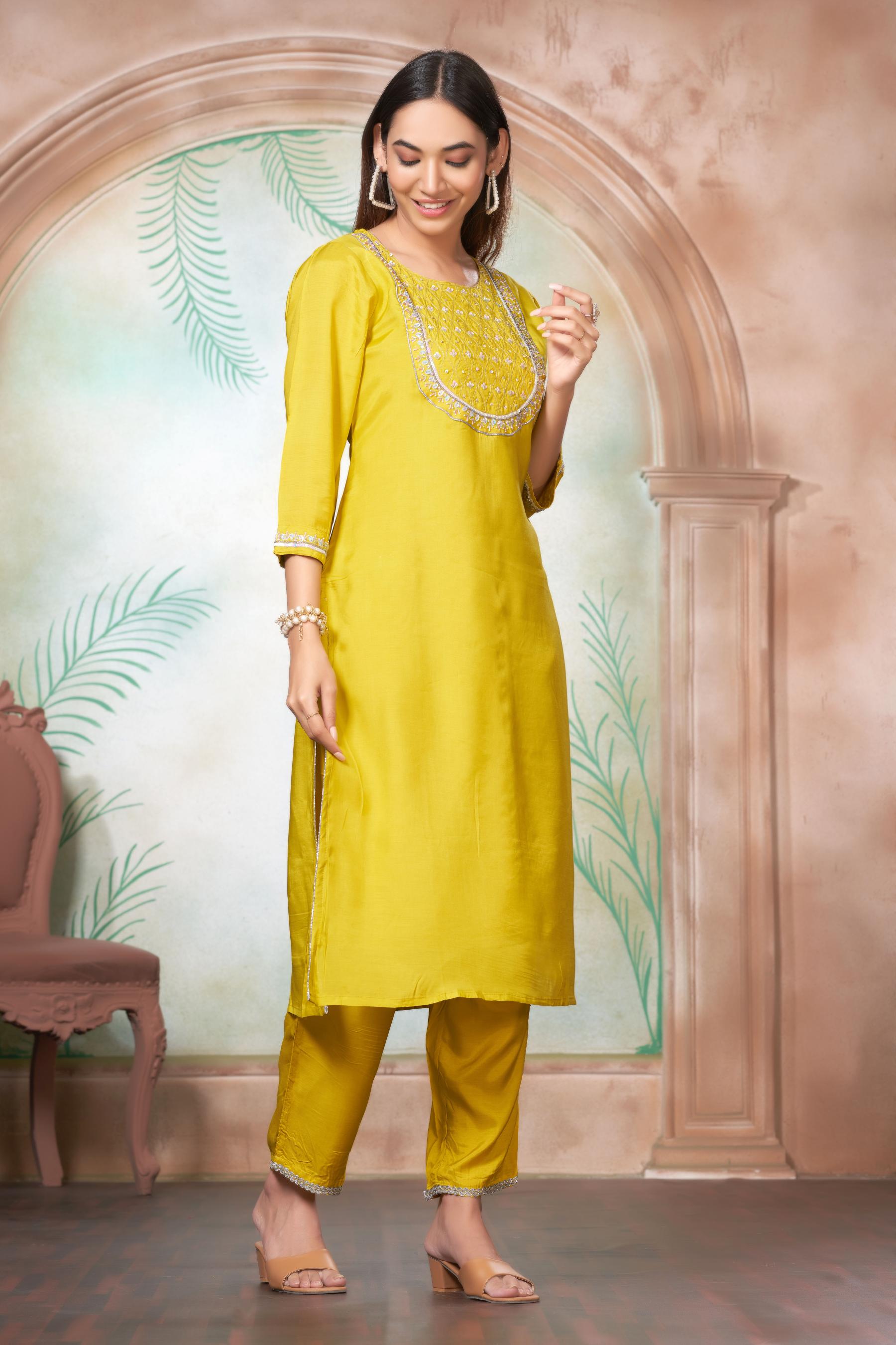 BulBul Sehmat Yellow Muslin Kurta Set With Dupatta