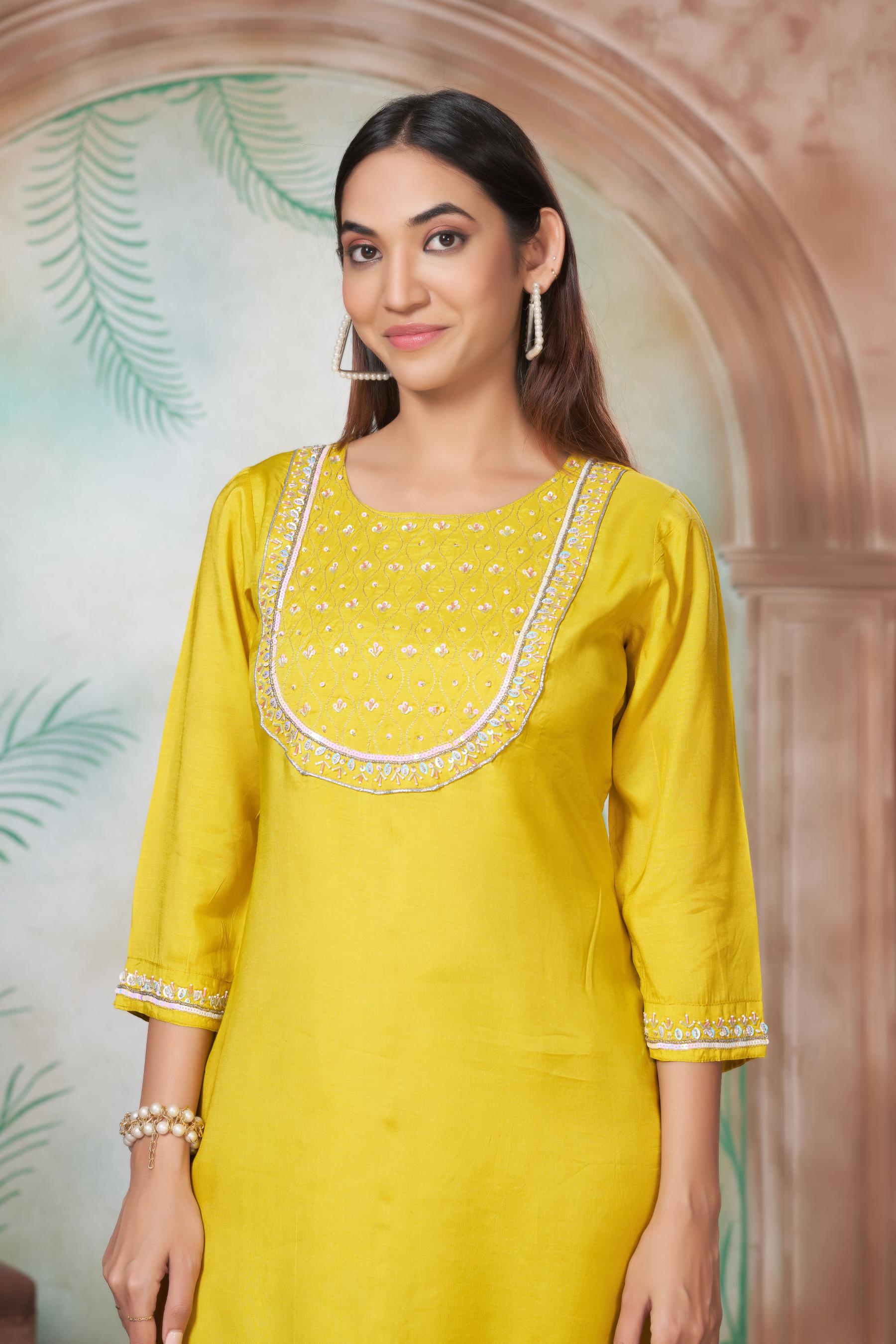 BulBul Sehmat Yellow Muslin Kurta Set With Dupatta