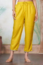 Thumbnail for BulBul Sehmat Yellow Muslin Kurta Set With Dupatta