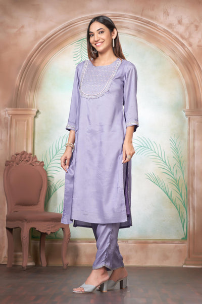 BulBul Sehmat Purple Muslin Kurta Set With Dupatta