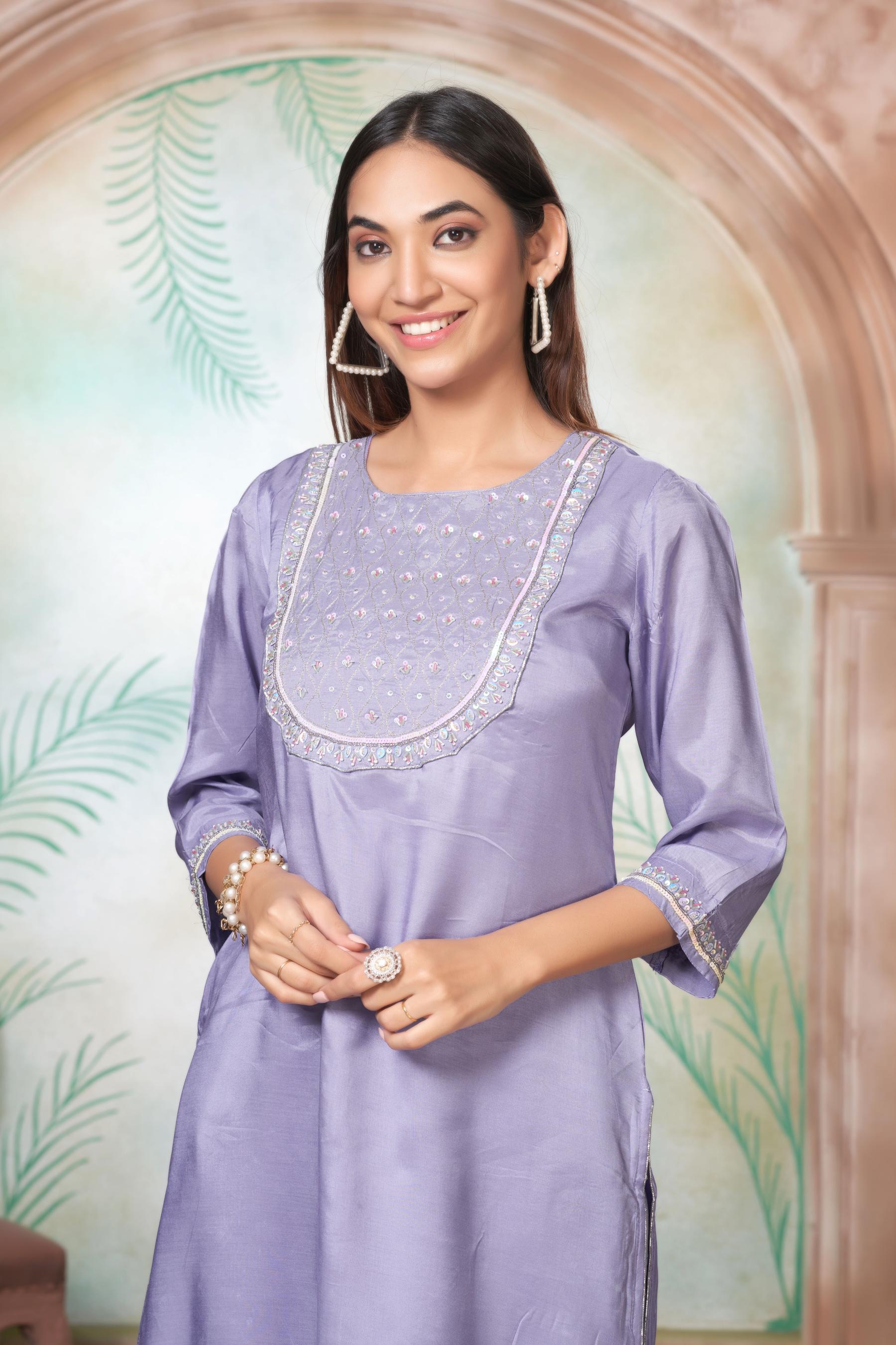 BulBul Sehmat Purple Muslin Kurta Set With Dupatta