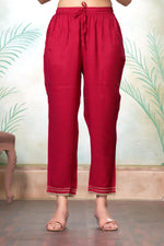 Thumbnail for BulBul Shikha Muslin Fuschia Kurta Set With Dupatta