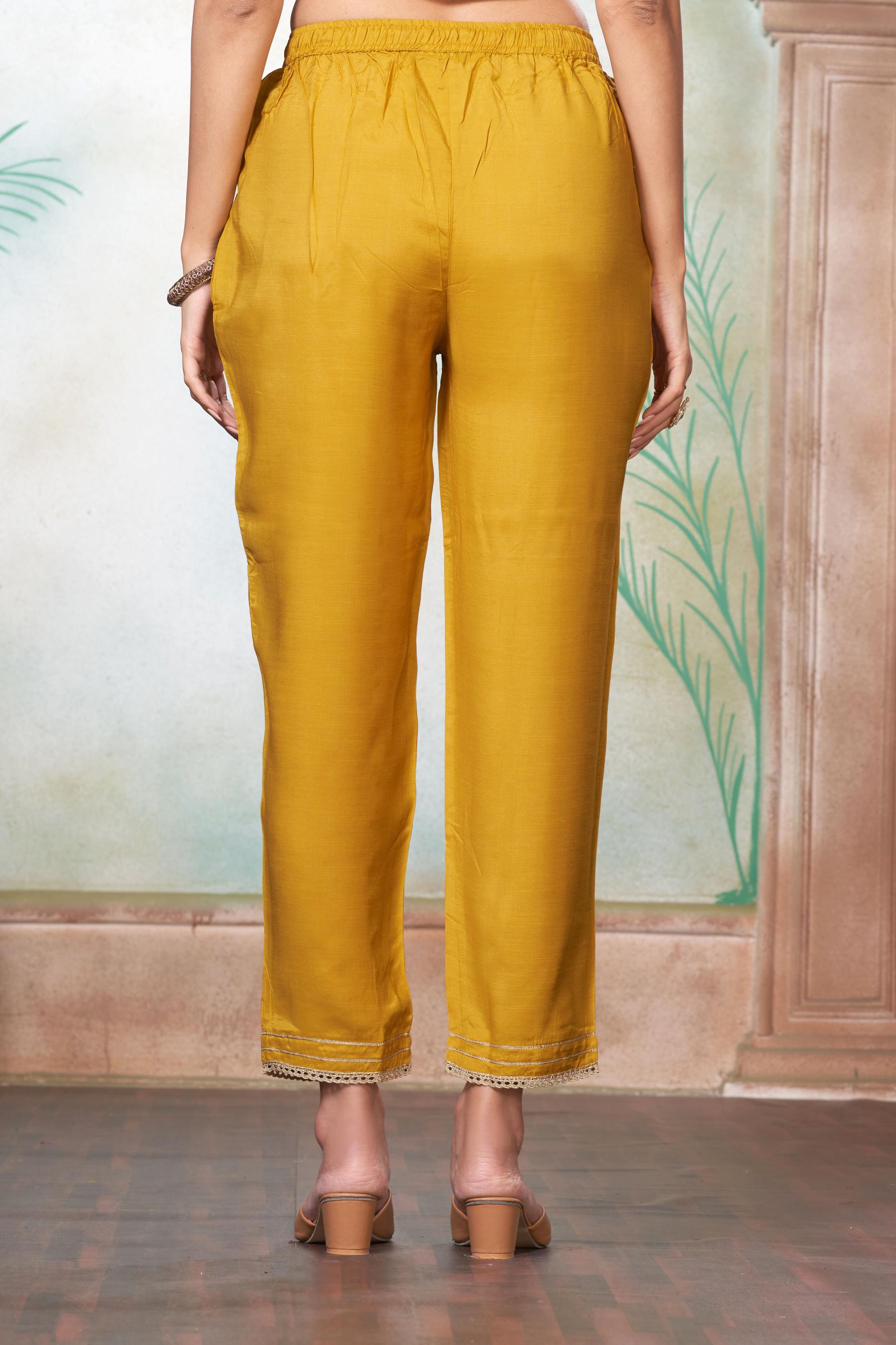 BulBul Shikha Muslin Mustard Kurta Set With Dupatta