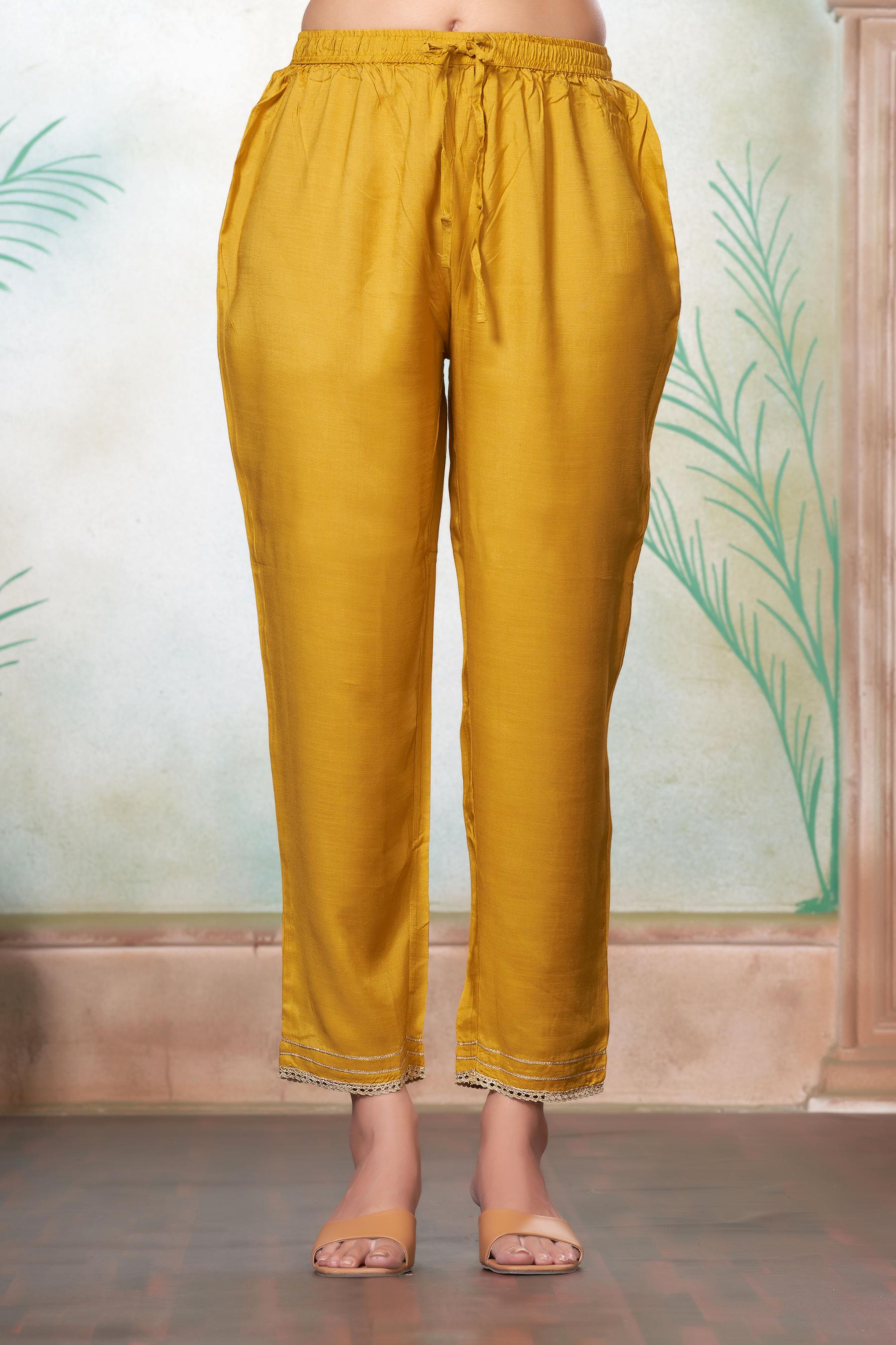 BulBul Shikha Muslin Mustard Kurta Set With Dupatta