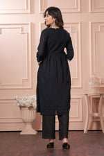 Thumbnail for BulBul Akanksha Black Cotton Kurta Set with Dupatta