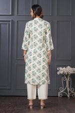 Thumbnail for BulBul Lily Green Leaf Printed Rayon Kurta Set