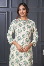 Thumbnail for BulBul Lily Green Leaf Printed Rayon Kurta Set