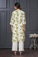 Thumbnail for BulBul Lily Green Floral Printed Rayon Kurta Set