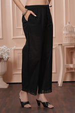 Thumbnail for BulBul Akanksha Black Cotton Kurta Set with Dupatta