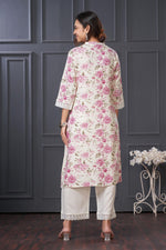 Thumbnail for BulBul Lily Purple Floral Printed Rayon Kurta Set