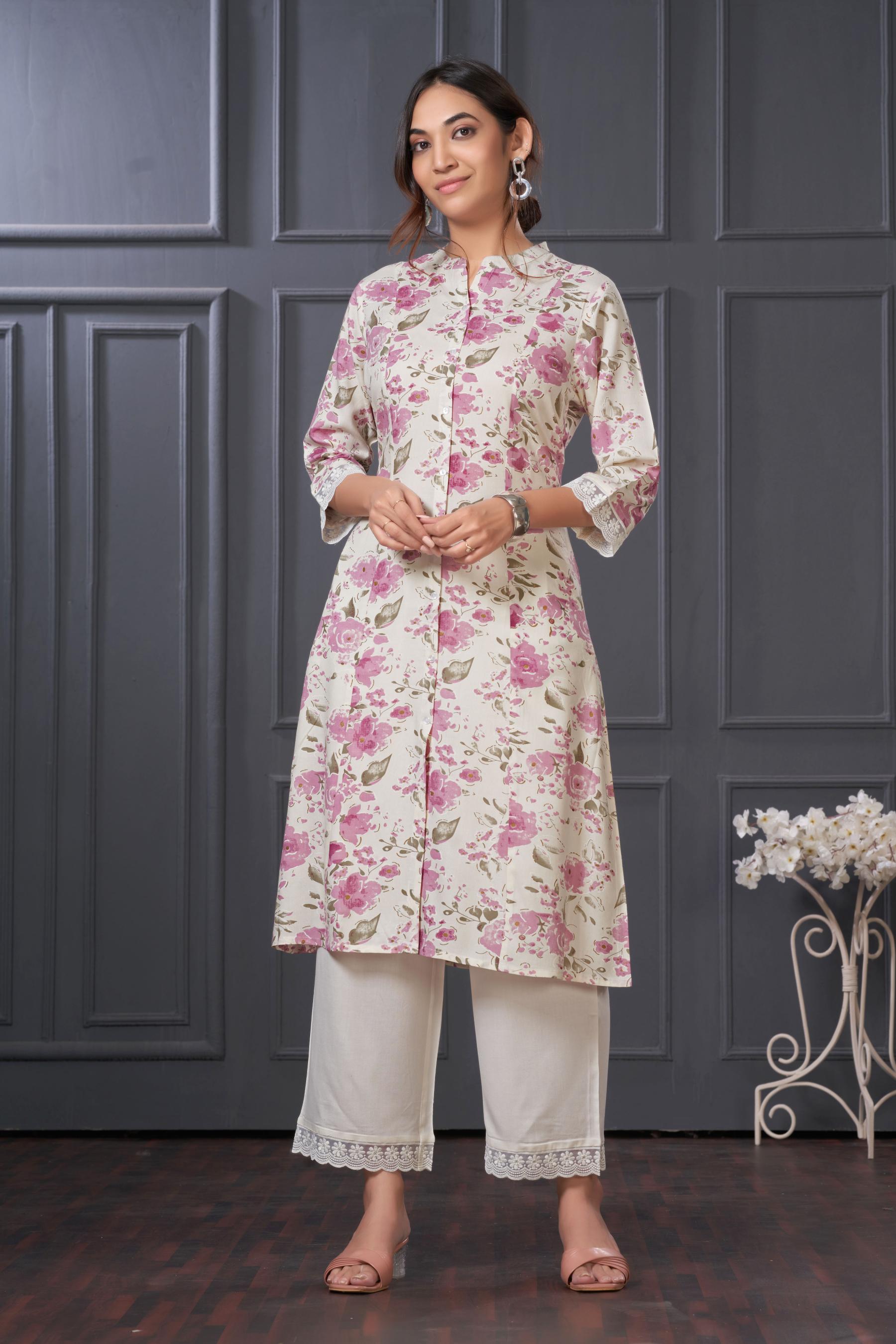 BulBul Lily Purple Floral Printed Rayon Kurta Set