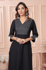 Thumbnail for BulBul Khushi Black Cotton Kurta Set with Dupatta