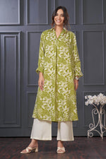 Thumbnail for BulBul Lily Floral Green Printed Rayon Kurta Set