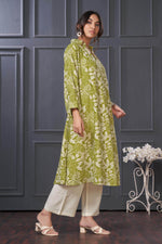 Thumbnail for BulBul Lily Floral Green Printed Rayon Kurta Set