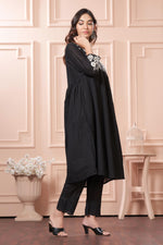 Thumbnail for BulBul Abhilasha Cotton Black Kurta Set with Dupatta