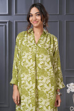 Thumbnail for BulBul Lily Floral Green Printed Rayon Kurta Set