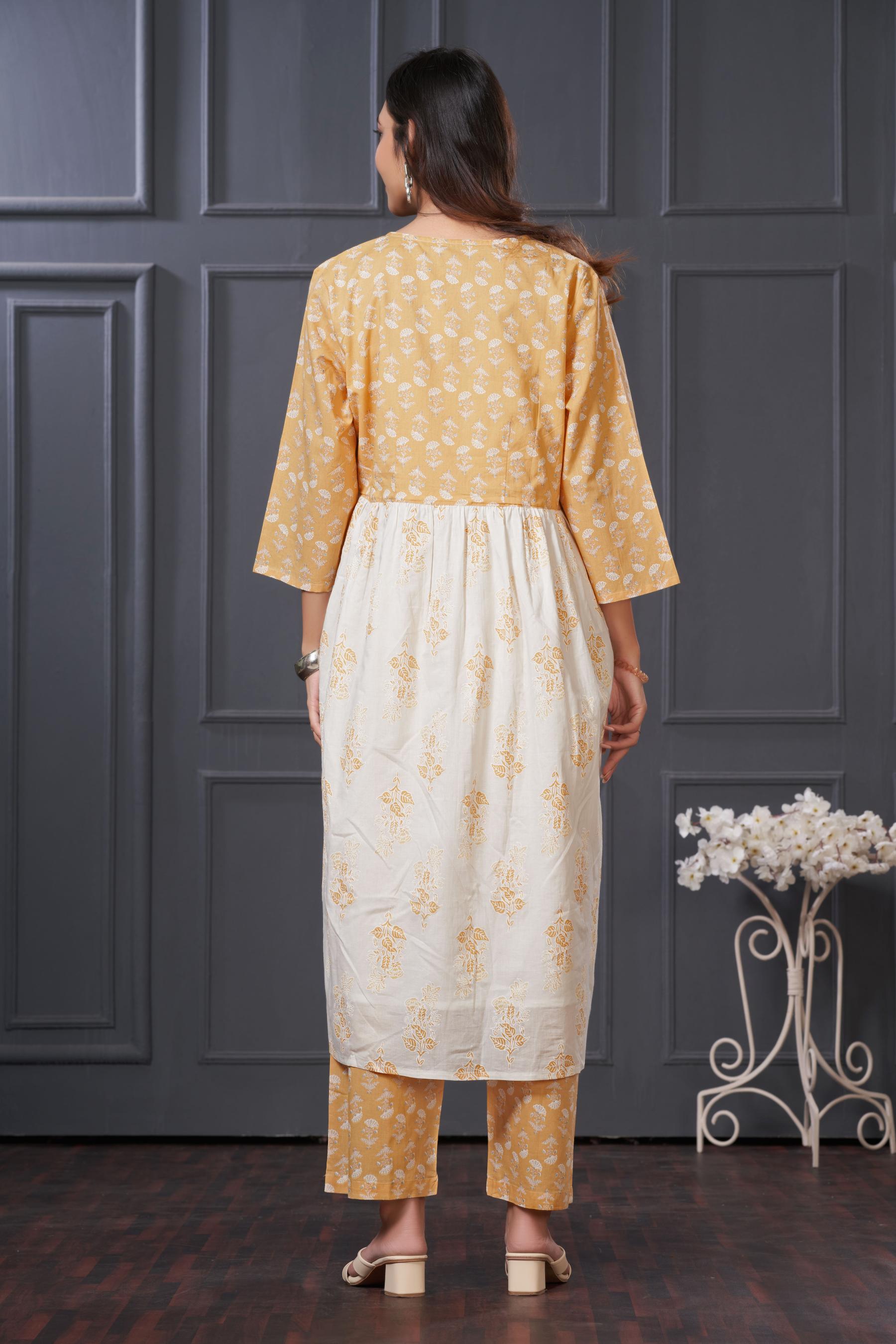 BulBul Nisha Cotton Off white Kurta Set with Dupatta