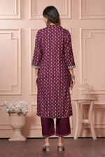 Thumbnail for BulBul Lily Wine Printed Rayon Kurta Set