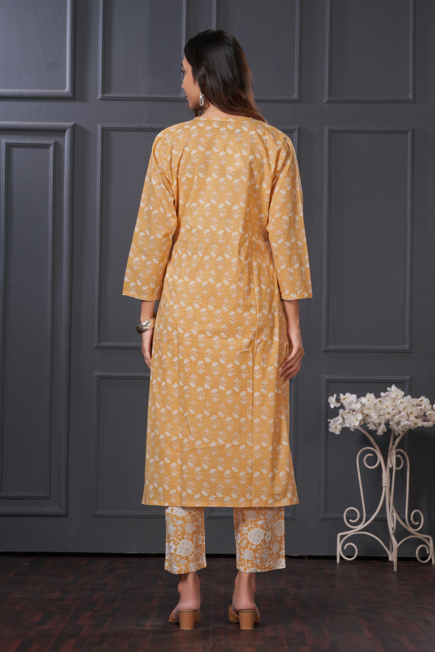 BulBul Gulfam Cotton Offwhite Kurta Set with Dupatta